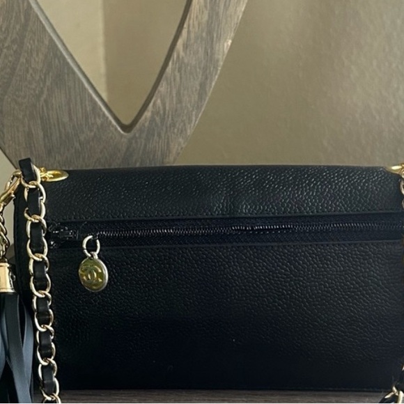 ⚜️Chanel Timeless WOC Two-Tone Gunmetal & Gold Wallet on Chain Caviar Crossbody - Picture 12 of 15